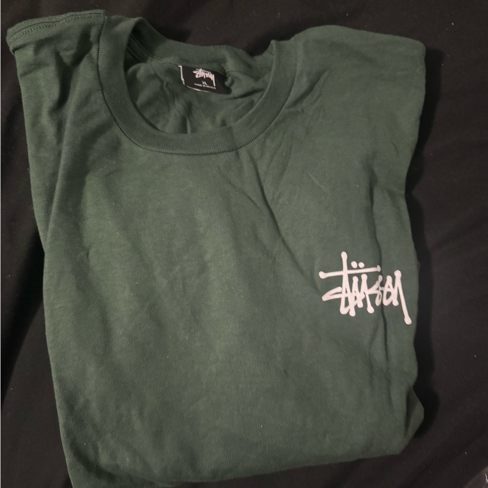 Stussy green Long Sleeve Tee with Crew Neck